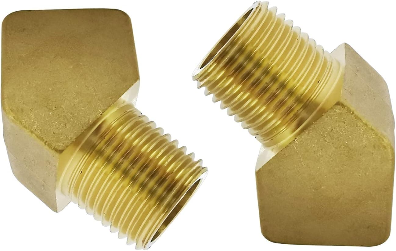 Metalwork Brass 45 Degree Street Elbow 1/4" NPT Male x 1/4" NPT Female Pipe Fitting , 2pcs