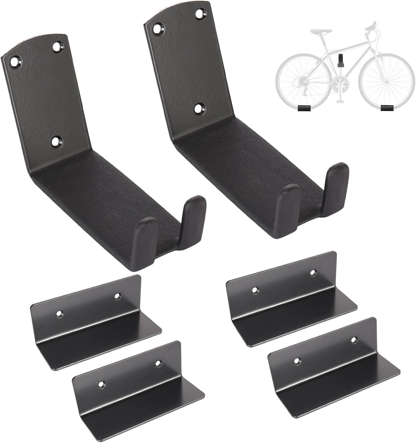 HIGHRAZON Bike Wall Mount, Pedal Mount Bike Rack for Garage, Bike Storage Hanger Bicycle, Heavy Duty Bike Hooks with Rubber Pad for Wall, Max 50LB, 2 Set