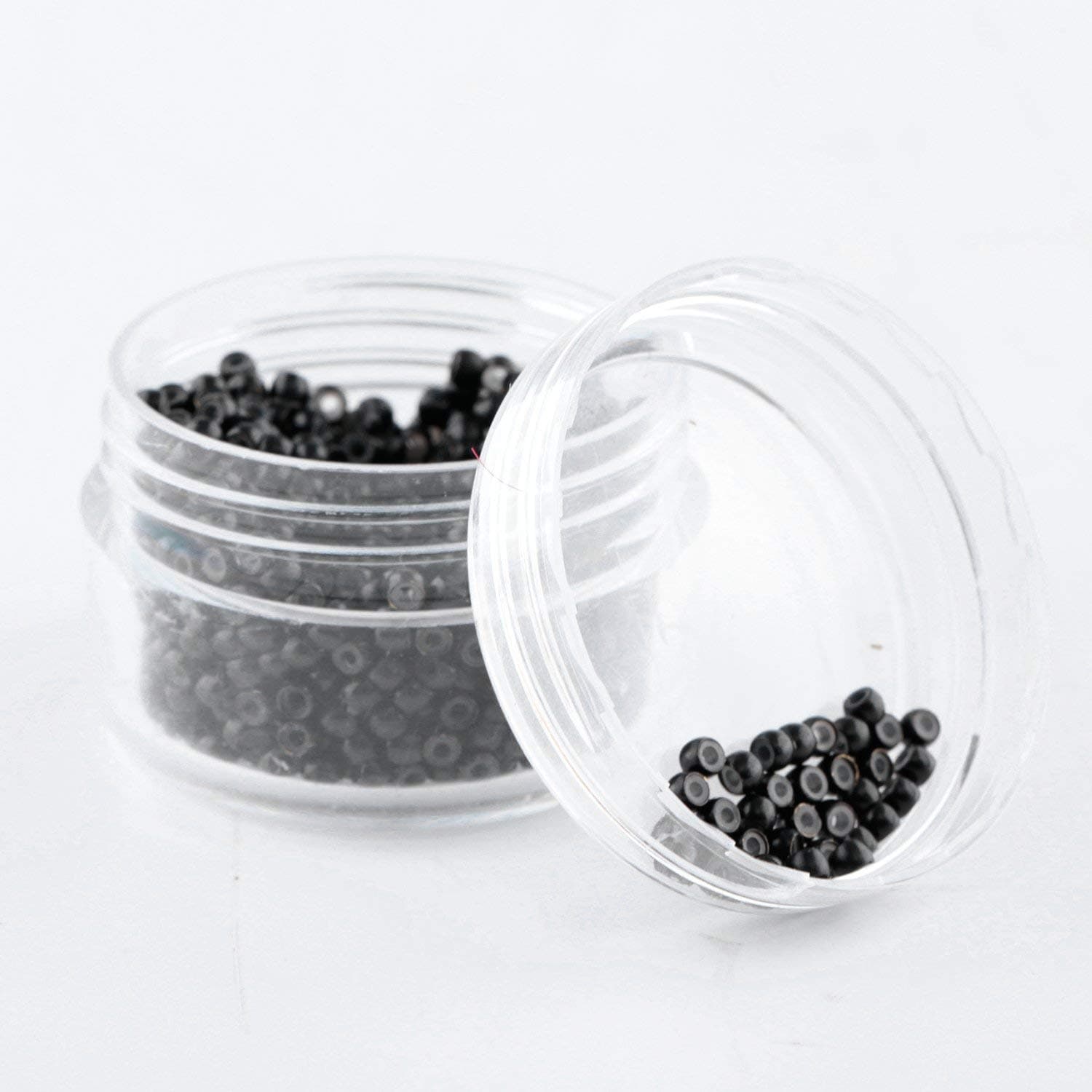 Vlasy 200Pcs Nano Rings Silicone Beads for Nano Tip Nano Ring Human Hair Extensions 5 Color Optional (Black)