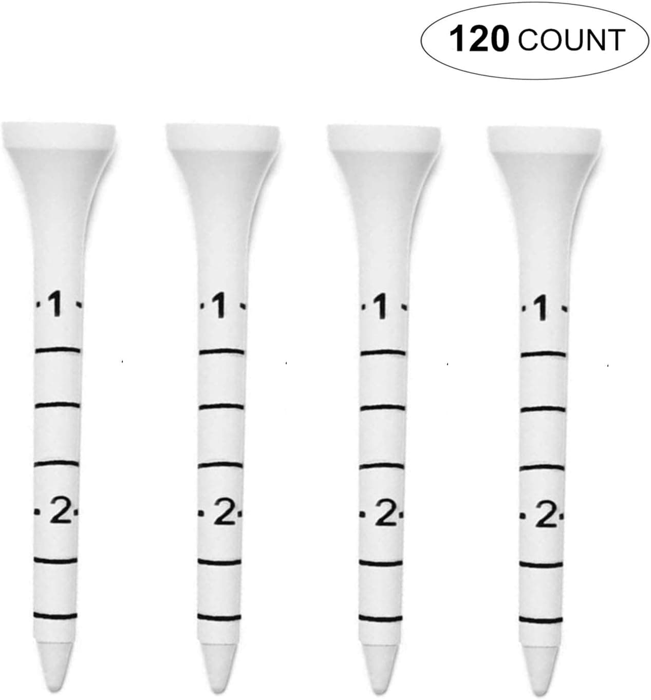 FINGER TEN Plastic Golf Tees Simulator for Home Indoor Outdoor Value 20Pcs, Golf Mat Tees Practice Tee for Turf Driving Range Training (White Measure Golf Tees)