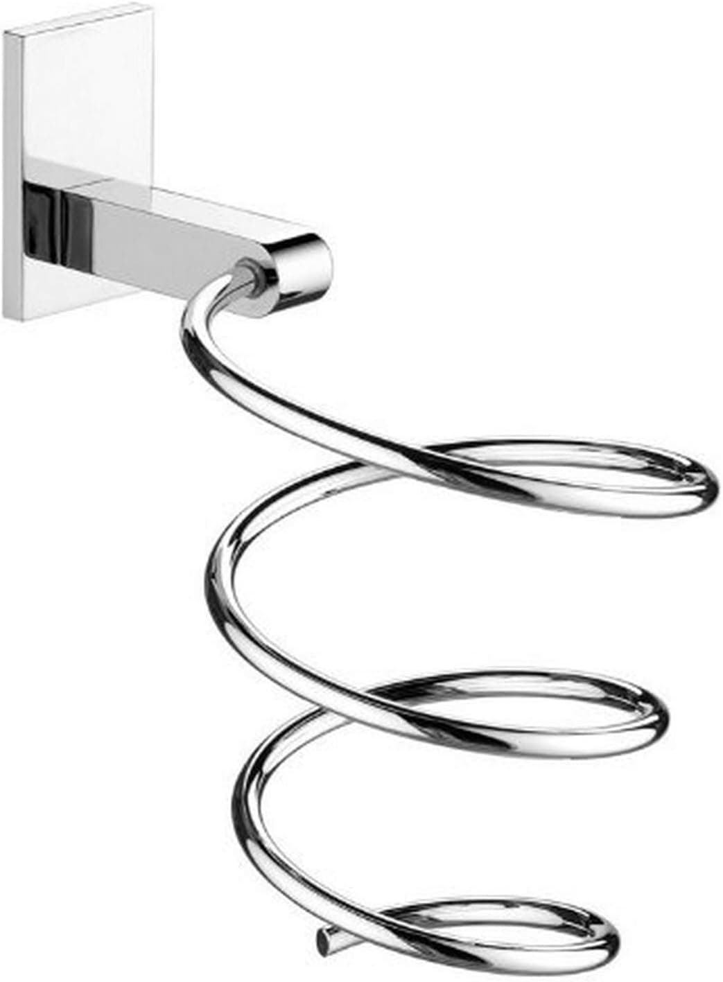 Gedy 5056-13 Spiral Wall Mounted Hair Dryer Holder, 1.3" L x 4.33" W, Chrome/Cromall
