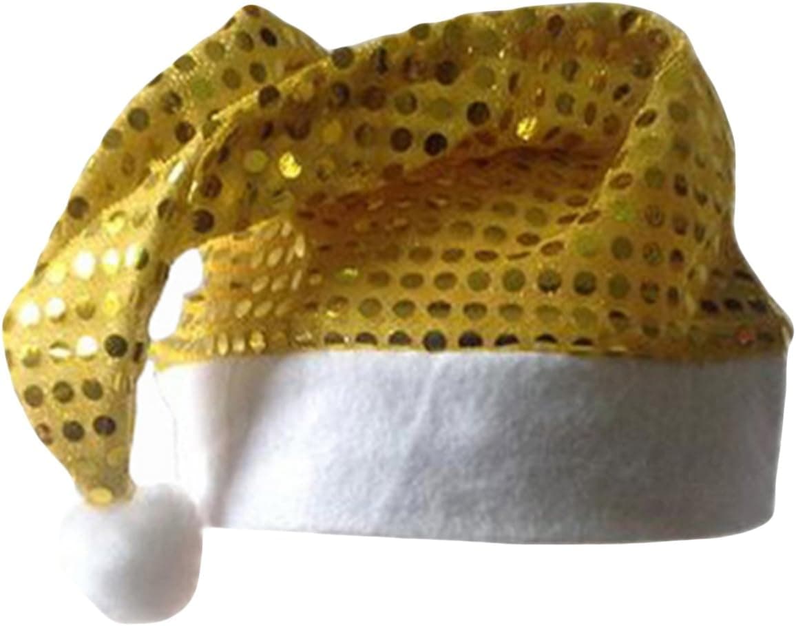 Legou Adult Plush Santa Hat Holiday Theme Party Hats Gold Sequins Christmas Hat 11*15Inch