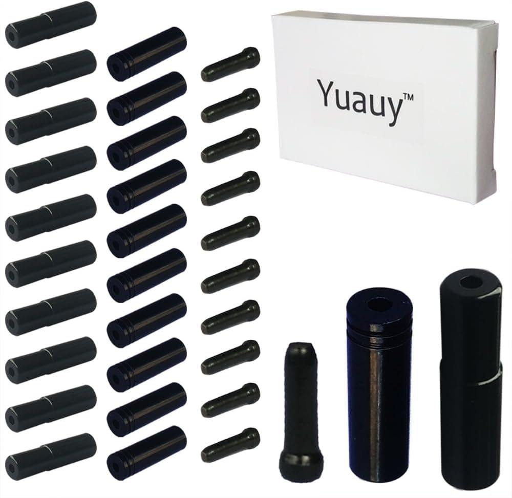 Yuauy (Total 30 PCS 10 PCs 5mm Black Alloy Road Mountain Bicycle Bike Brake Cable Tips Caps End Crimp + 10 PCs 4mm Shift Derailleur Cable Tips End + 10 PCs Cable End Crimps