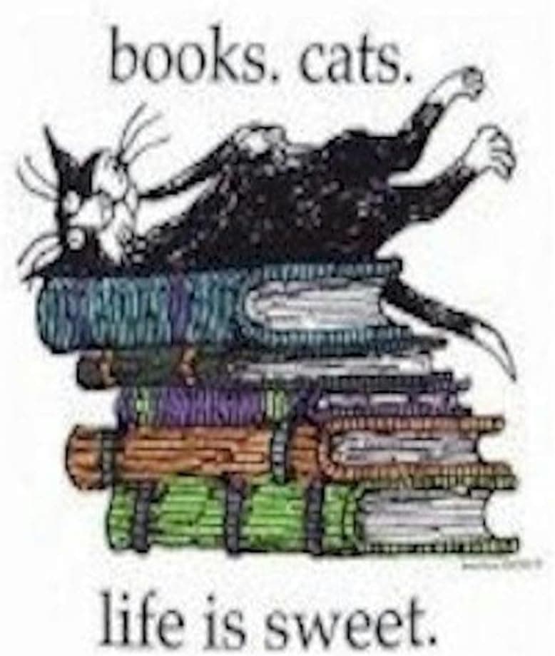 Sweat Shirt - Books Cats Life is Sweet - Adult Med