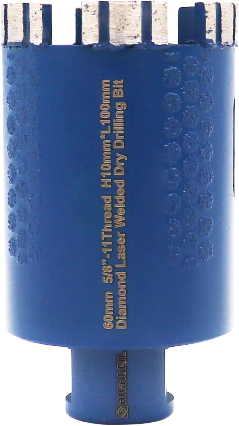 HIGHDRIL Diamond Core Drill Bit,Diameter 2-3/8inch/60mm with 5/8-11 Thread,Dry Hole Saw with Side Protection for Coring or Making Holes in Granite,Marble,Hard Stone