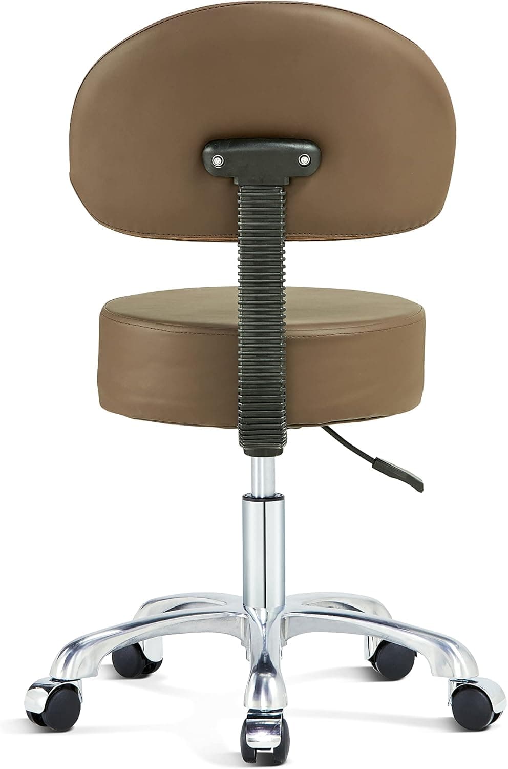 Lilfurni Swivel Rolling Stool Round Chair with Back,Thick Sturdy Padding,Adjustable Stool with Wheels with Back for Doctor,Massage Salon,Office,Home(Brown)