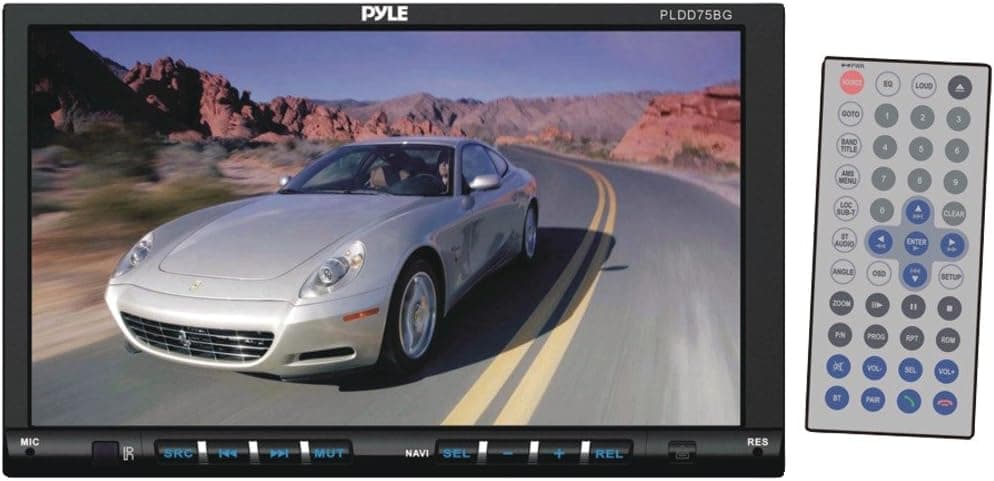 Pyle PLDD75BG 7-Inch Double DIN In-Dash Motorized Touch Screen T Feet/LCD Monitor with DVD/CD/MP4/USB/SD/AM/FM/RDS/Bluetooth and Screen Dial Pad Built-In GPS/TTS with USA/Canada and Mexico Maps