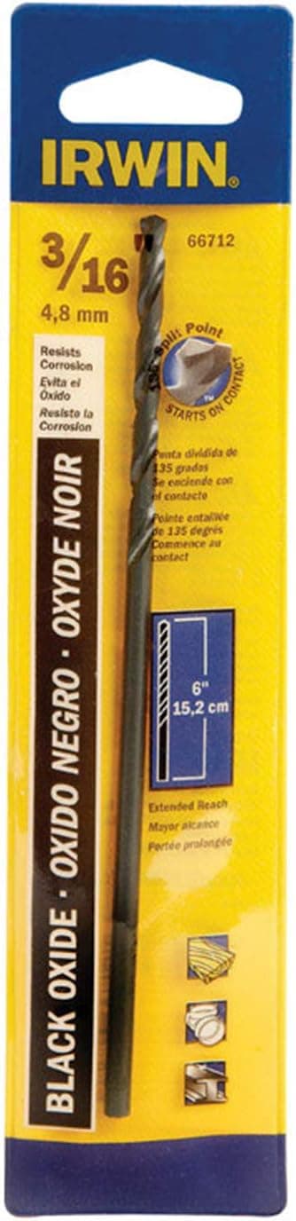 Irwin 66712 3/16" X 6" Aircraft Extension Straight Shank Drill Bit
