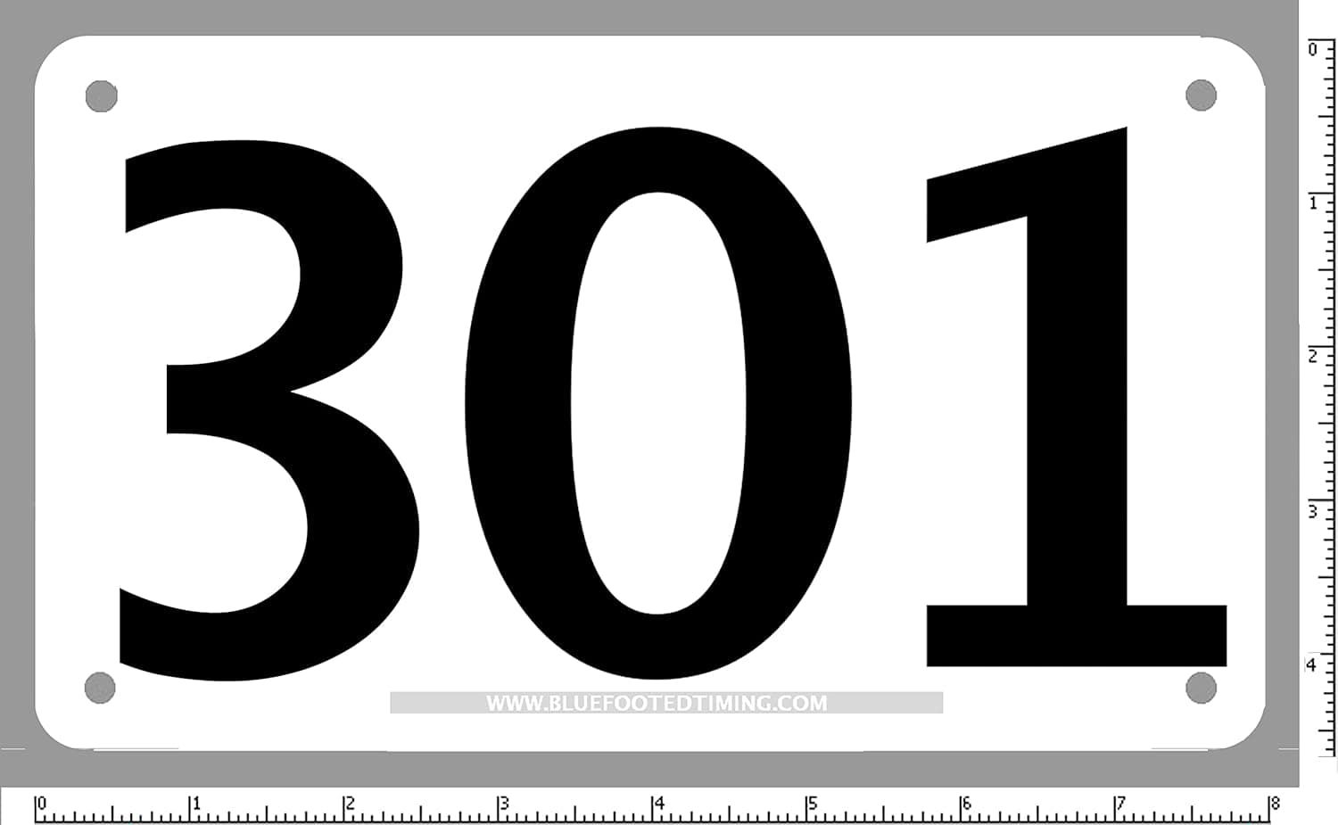 BlueFootedTiming Basic Economy tyvek Race bib Competitor Numbers - Set of 100, tyvek Tear Proof and Water Proof - Hole in Each Corner 8.0" x 3.5". Numerals are 2 1/2" high.