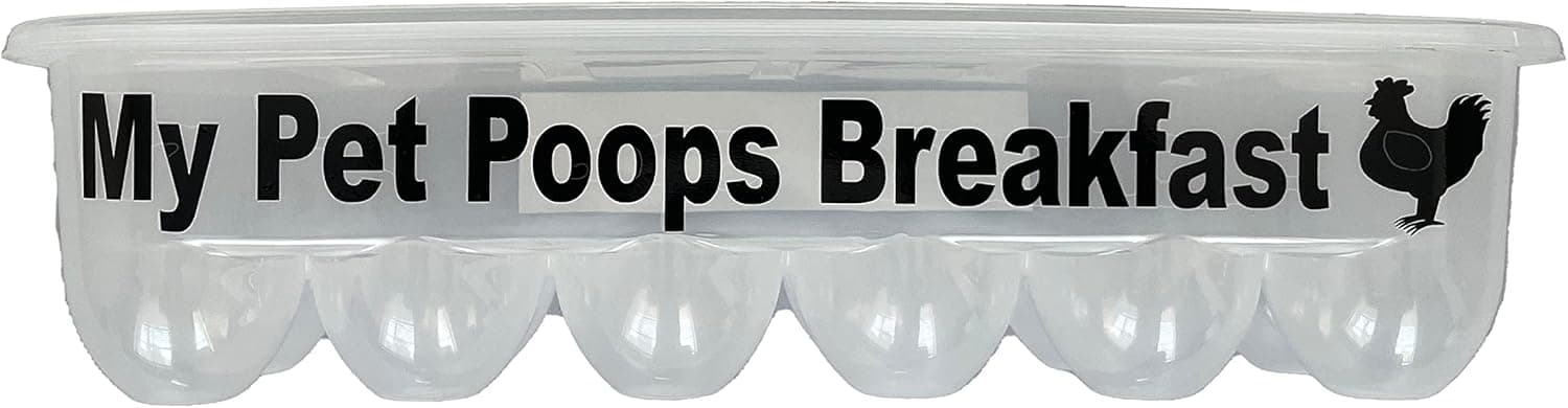 Plastic Egg Storage Containers with Lids and Custom Messages designed to make you smile! Great Gift! (My Pet Poops Breakfast)