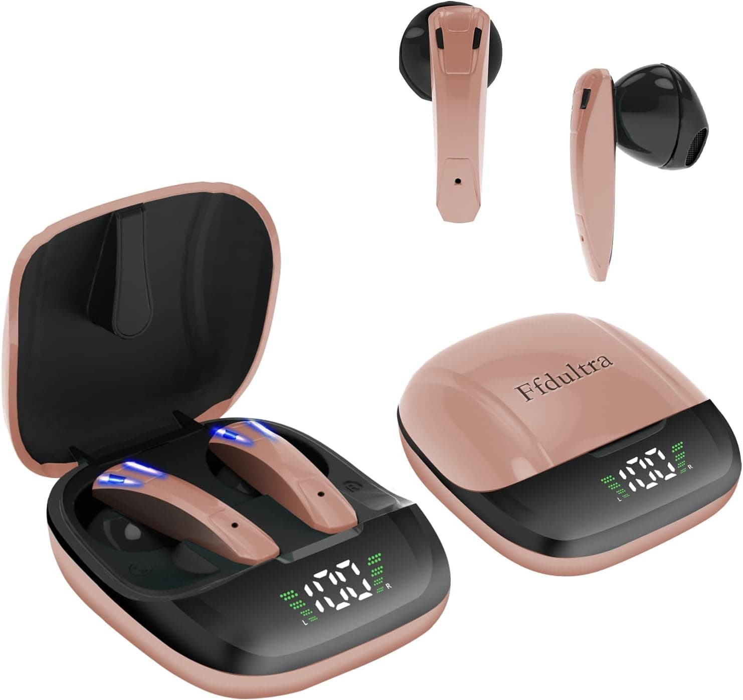 Wireless Earbuds,Bluetooth 5.0 Headphones with Touch Control,Ultra-Light and Ergonomic True Wireless Bluetooth Earbuds for Fashion Youth,Suit for Music/Calling/Office/Study/Travel (Rose Gold)