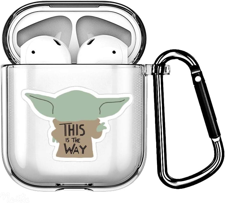 Baby Clear Case Cover-Soft TPU Material-Compatible with airpods2&1, Cute Design Case with Carabiner (This is The Way)