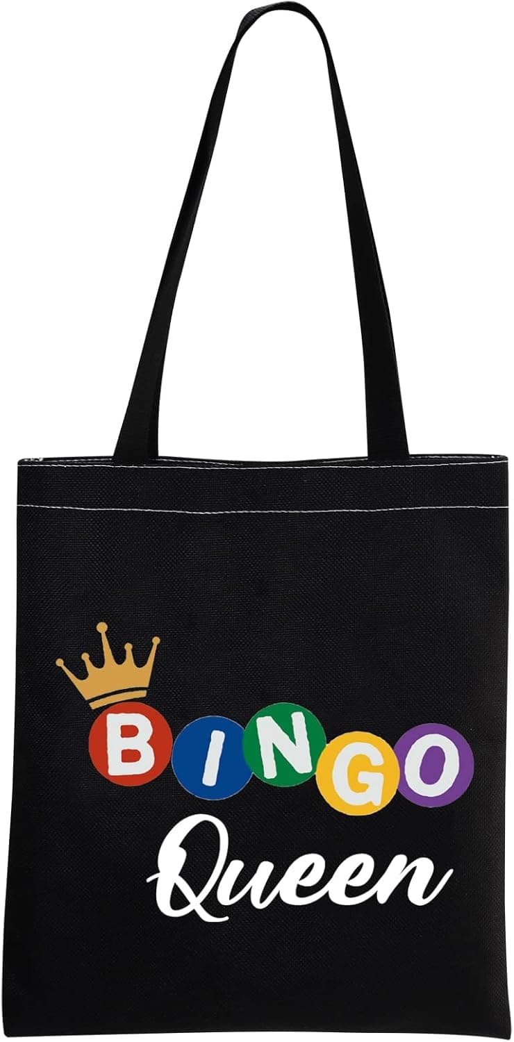 MBMSO Bingo Queen Tote Bag Bingo Lover Gifts Bingo Shoulder Bag Bingo Players Gifts Bingo Game Bag Bingo Gambler Gifts