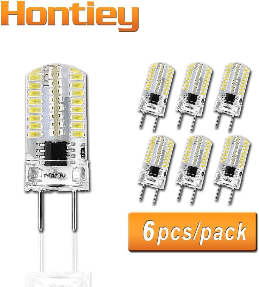 Hontiey Dimmable LED Corn Bulb, Mini Silicone Lamp, AC-110V 64Leds SMD3014 G8 Base Warm White 2800K-3200K, Replace 27W Incandescent Chandelier, (Pack of 6)