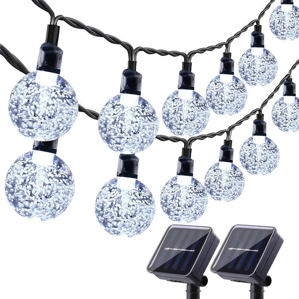 Toodour Solar String Lights Outdoor - 2 Pack 29FT 50 LED Crystal Ball String Lights with 8 Modes, Waterproof Solar Powered Patio Lights for Garden Gazebo Yard Porch Wedding Party Decor (White)