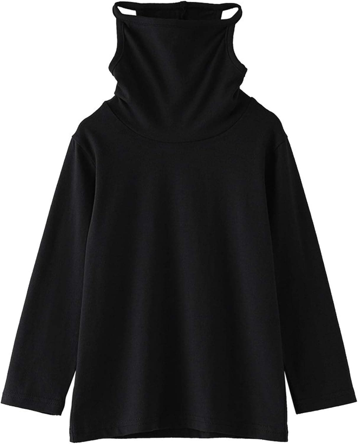 Aoliandatong Kids Face Covering Windproof Soild-Color T-Shirt Dustproof Cycling Hoodie(3_Years Black)