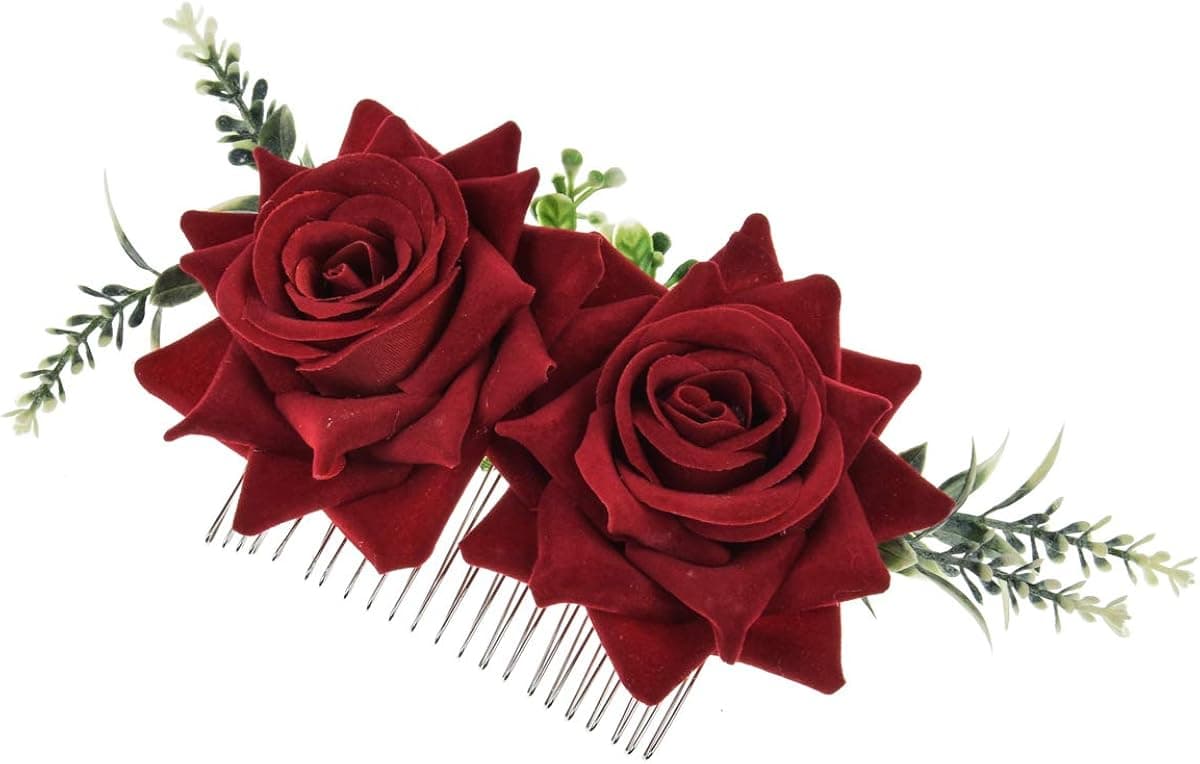 Vividsun Rose Hair Comb Floral Comb Brides Bridesmaids Wedding Festival Headpiece