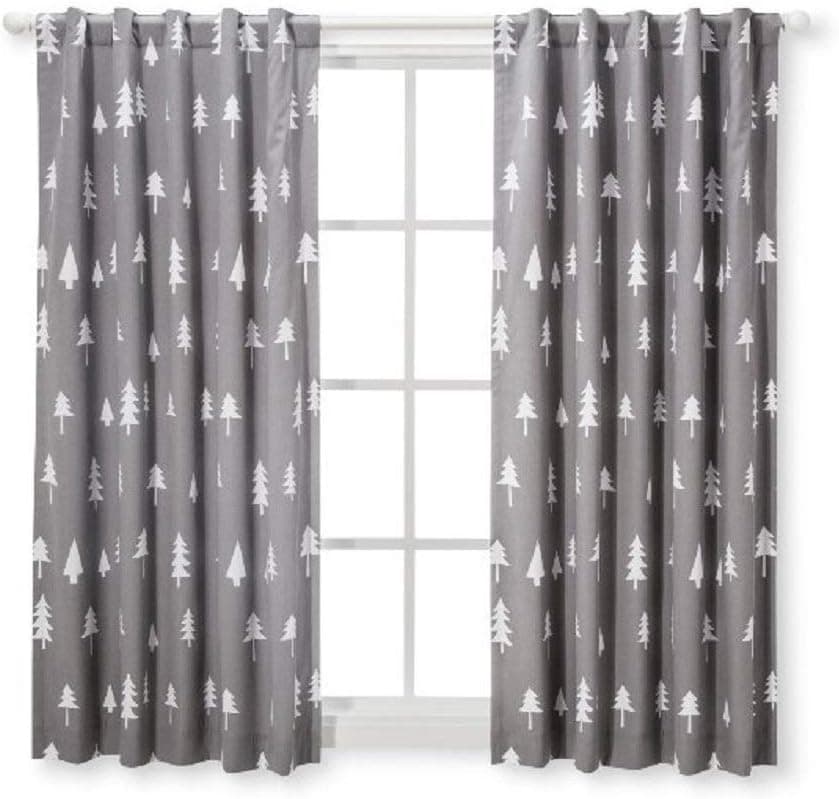 Cloud Island Light Blocking Curtain Panel Gray Trees 48" W X 84" H - 1 Panel