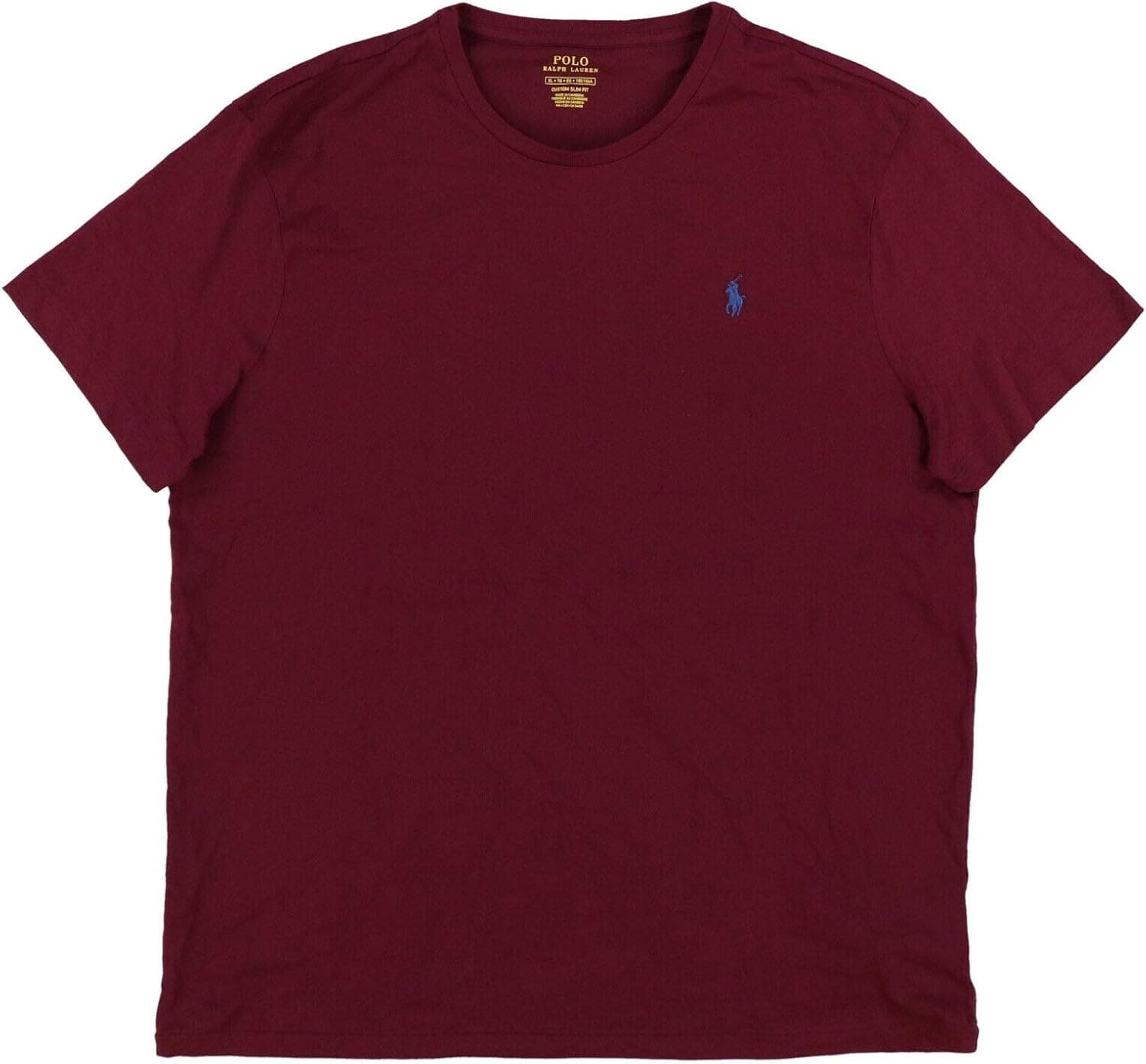 Polo Ralph Lauren Mens Custom Slim Fit Crew Neck T-Shirt (X-Large, Medium Burgundy)