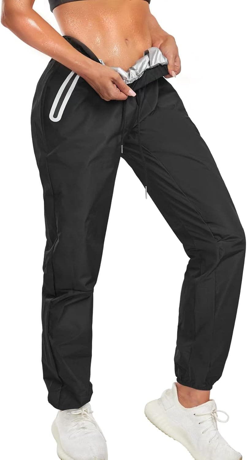 URSEXYLY Women Sauna Sweat Pants Hot Thermo Gym Workout Leggings Fitness Exercise Capri High Waist Drawstring Training Pants