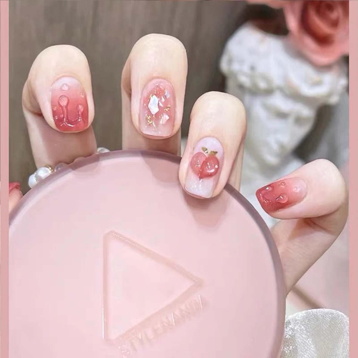 Limthe Nail Polish Strips,Full Nail Wraps 20pcs,Nail Polish Stickers with Nail File & Cuticle Stick for Women&Girls DIY Nail Art of Self Adhesive Nail Stickers NS1-01 Pink Peach