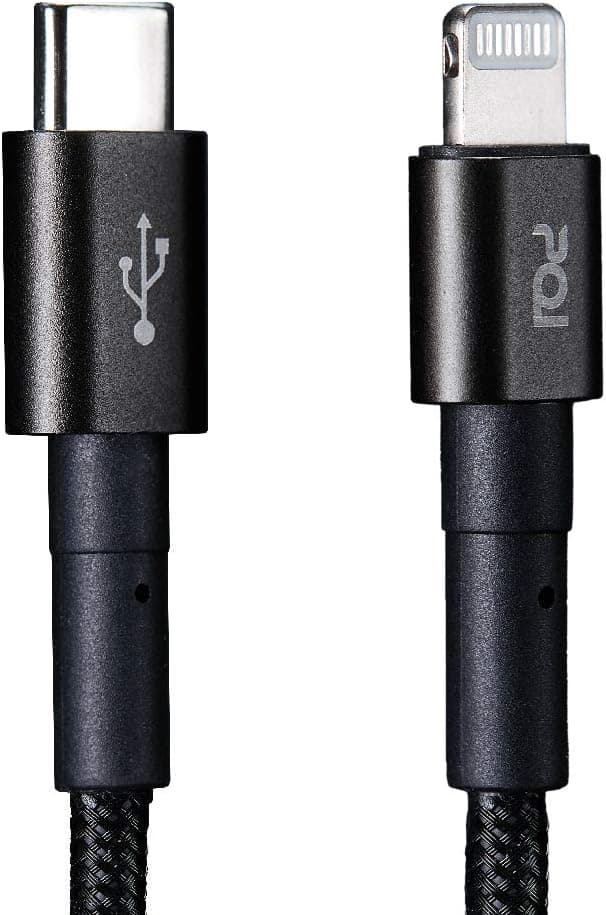 PQI MFi Certified Apple iPhone Charger Cable -Nylon Braided USB C to Lightning Cable - 3.3ft (100cm) Stellar Black Charging Cord - Compatible with Apple iPhone 12 Pro Max, 11, and More