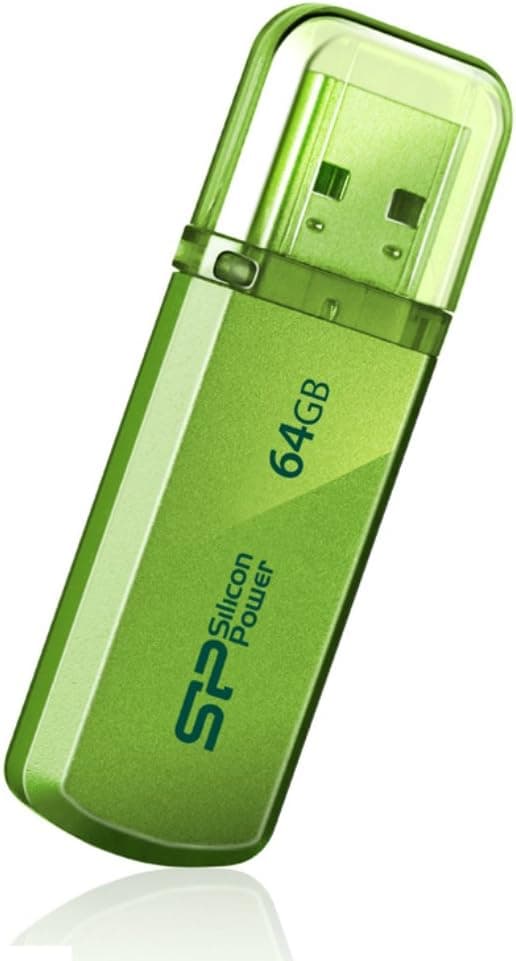 Silicon Power Helios 101 64GB USB 2.0 Flash Drive, Apple Green (SP064GBUF2101V1N)
