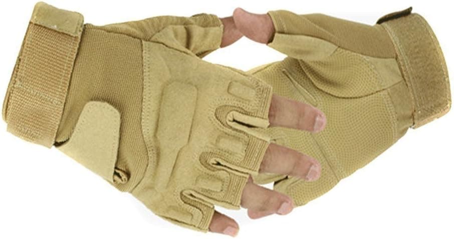 Eforcase Outdoor Sports Military Half-finger Fingerless Tactical Airsoft Hunting Riding Cycling Gloves Black Green Camel Available (Camel, Size XL)