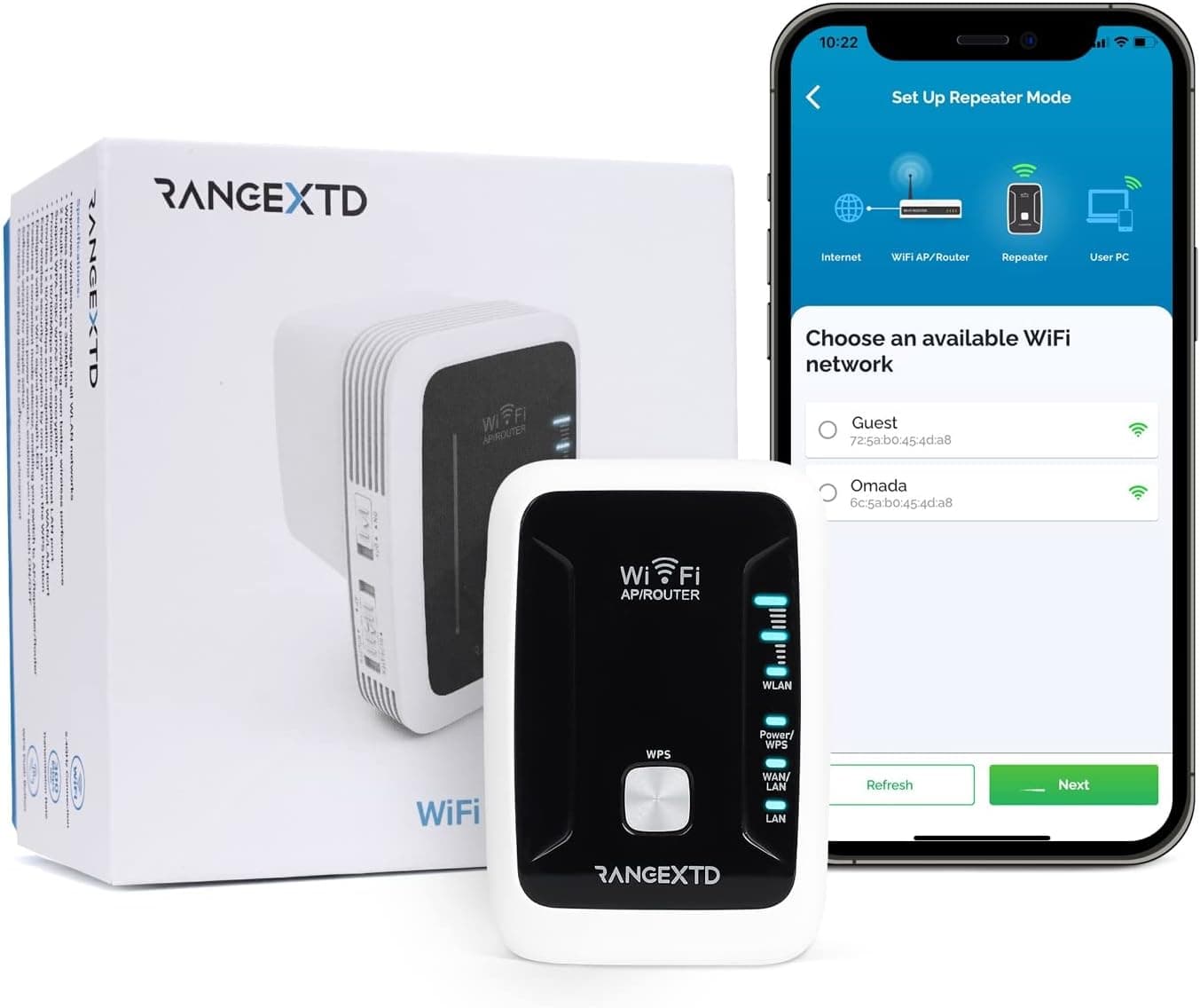 RANGEXTD WiFi Extender with Ethernet Port - WiFi Signal Amplifier Increases Home WiFi Coverage | Single-Band 2.4GHz WiFi Range Booster Fixes Dead Spots | Up to 300Mbps Speed, 10 Devices