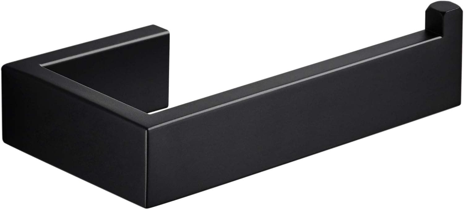 Toilet Paper Holder Black Open Arm Paper Roll Holder 5 Inch Hand Towel Bar Towel Racks for Bathroom Kitchen Towel Shelf Heavy Duty Wall Mount Bathroom Accessories SUS 304 Stainless Steel Matte Black