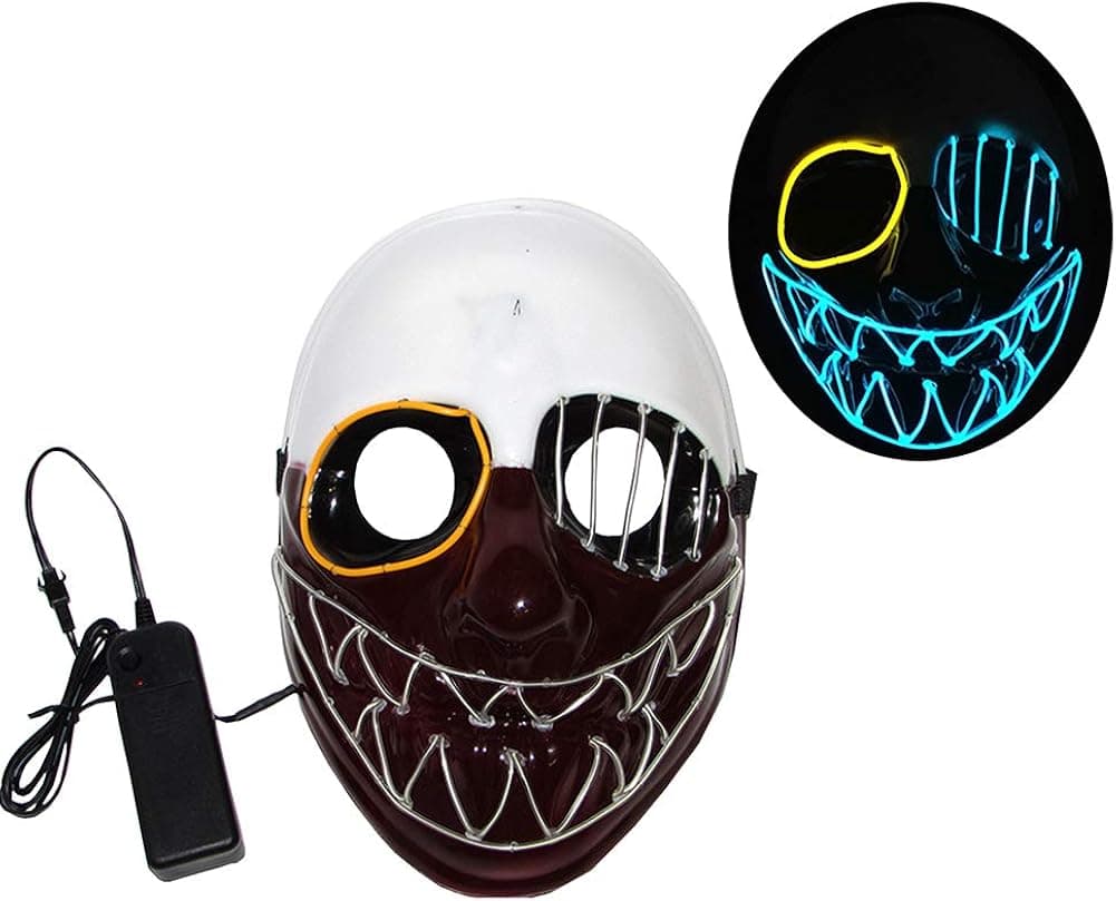 Men's 3D El Wire LED Halloween Slipknot Band Clown Pumpkin Cosplay Festival Mask