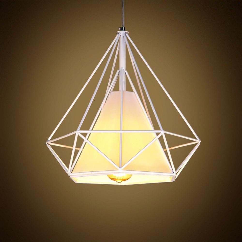 WINSOON 1PC 15.7X15.7 Inch Vintage Retro Industrial LOFT Metal Ceiling CAGE Light Pendant LAMP Shade (White)