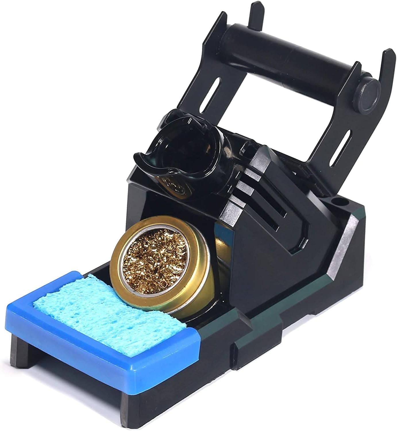 YIHUA X-2 Evolution Advanced Heat-Resistant Soldering Iron Holder & Storage System with Solder Spool Holder, Brass Wool Tip Cleaner, Cleaning Sponge, Protective Edge, 5 Integrated Tip Storage Slots