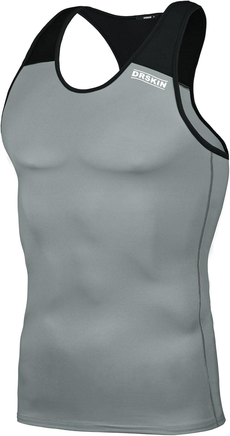 DRSKIN Undershirts Running Shirt Tank Tops Men's Cool Dry Compression Baselayer Sleeveless (Packs of 1, 2, or 3 Deals) (Manggo G-B02 M)