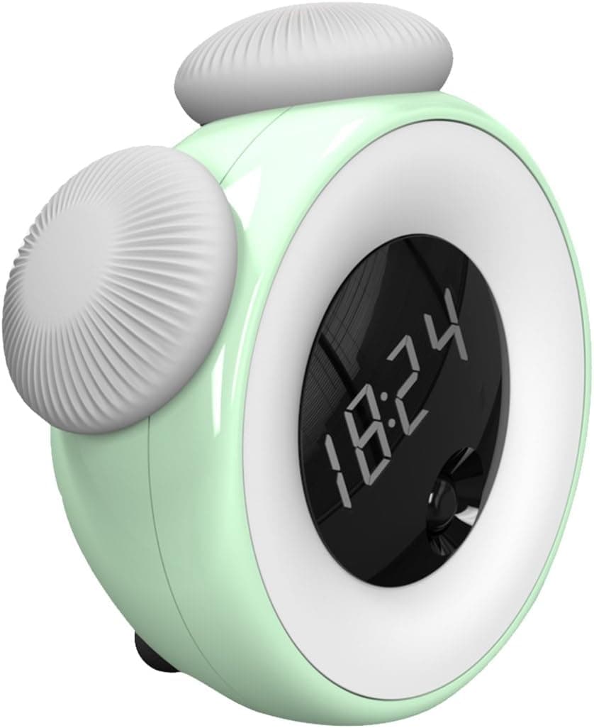 Alarm Clock for Kids Night Light Wake Up Light Clock USB Recharge Eye Caring LED Light Adjustable Brightness Motion Sensor Nursery Light Clock for Kids Boys Girls Nursing Mom Women Bedroom (green)