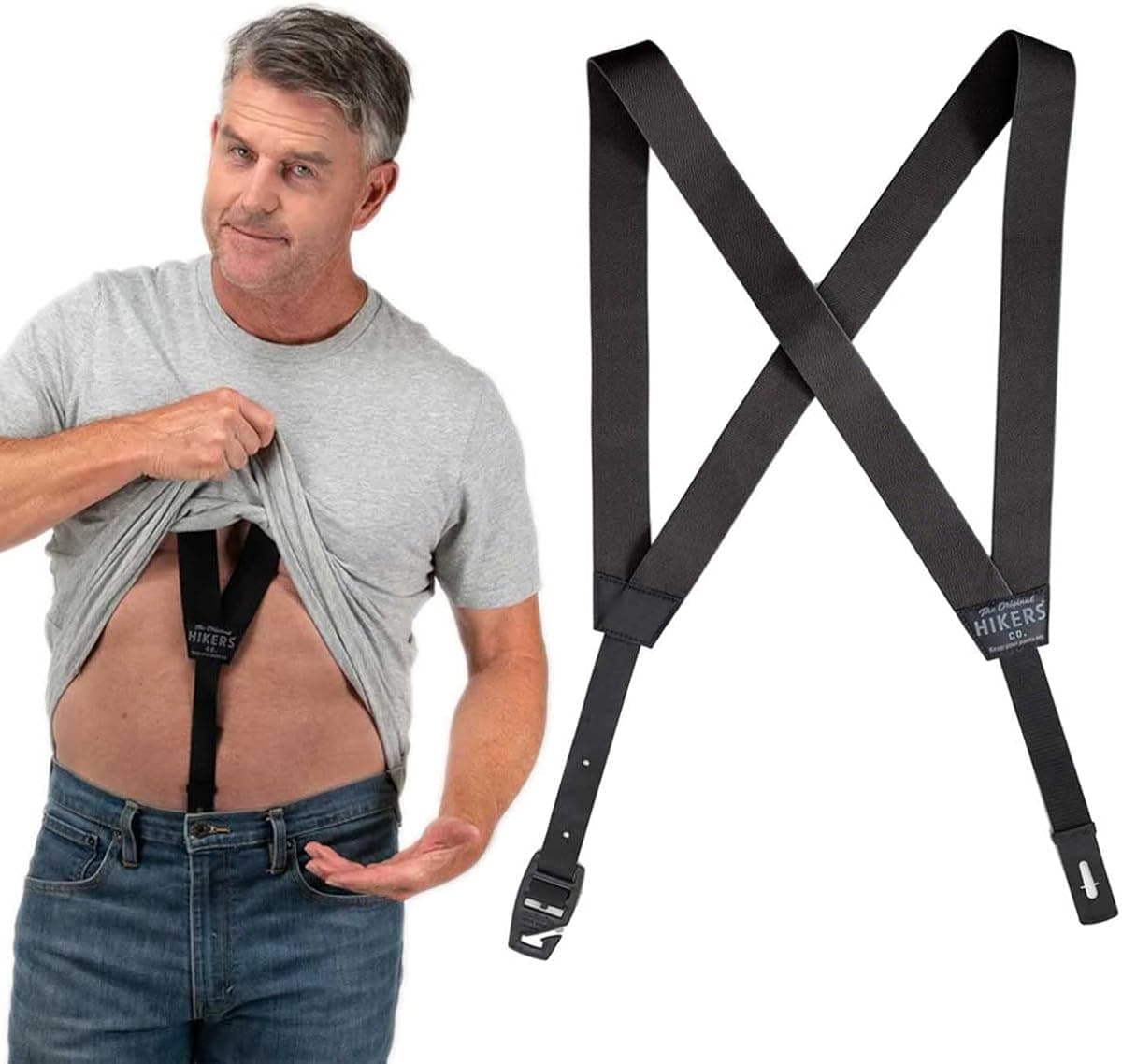 HIKERS Hidden Suspenders for Untucked Men, Invisible Belt Alternative