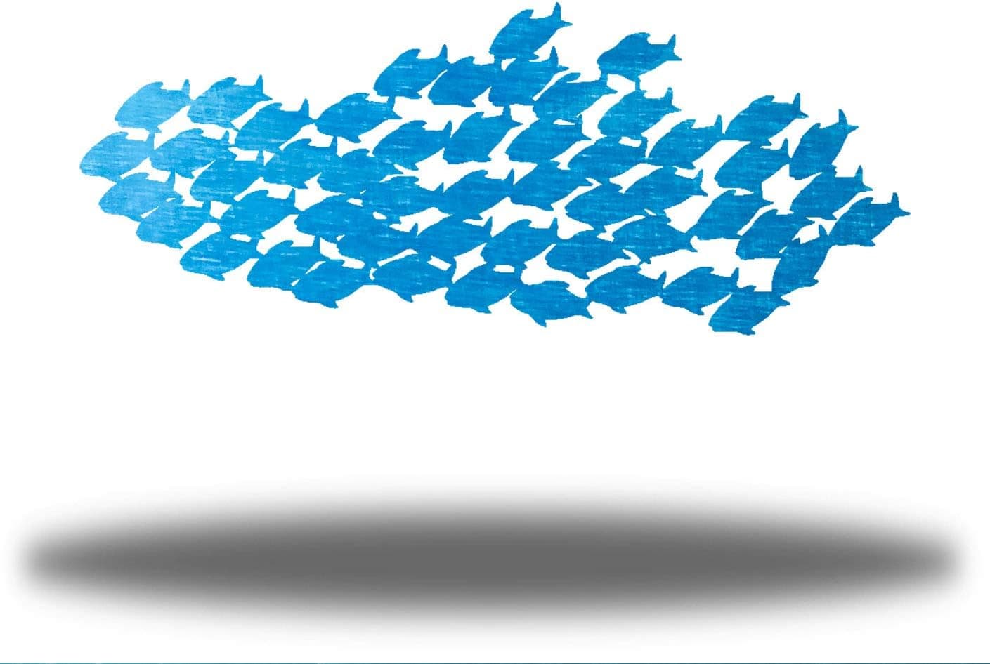 Riverside Designs School of Fish Metal Art Steel Wall Decor Coastal Beach (Teal, 24")
