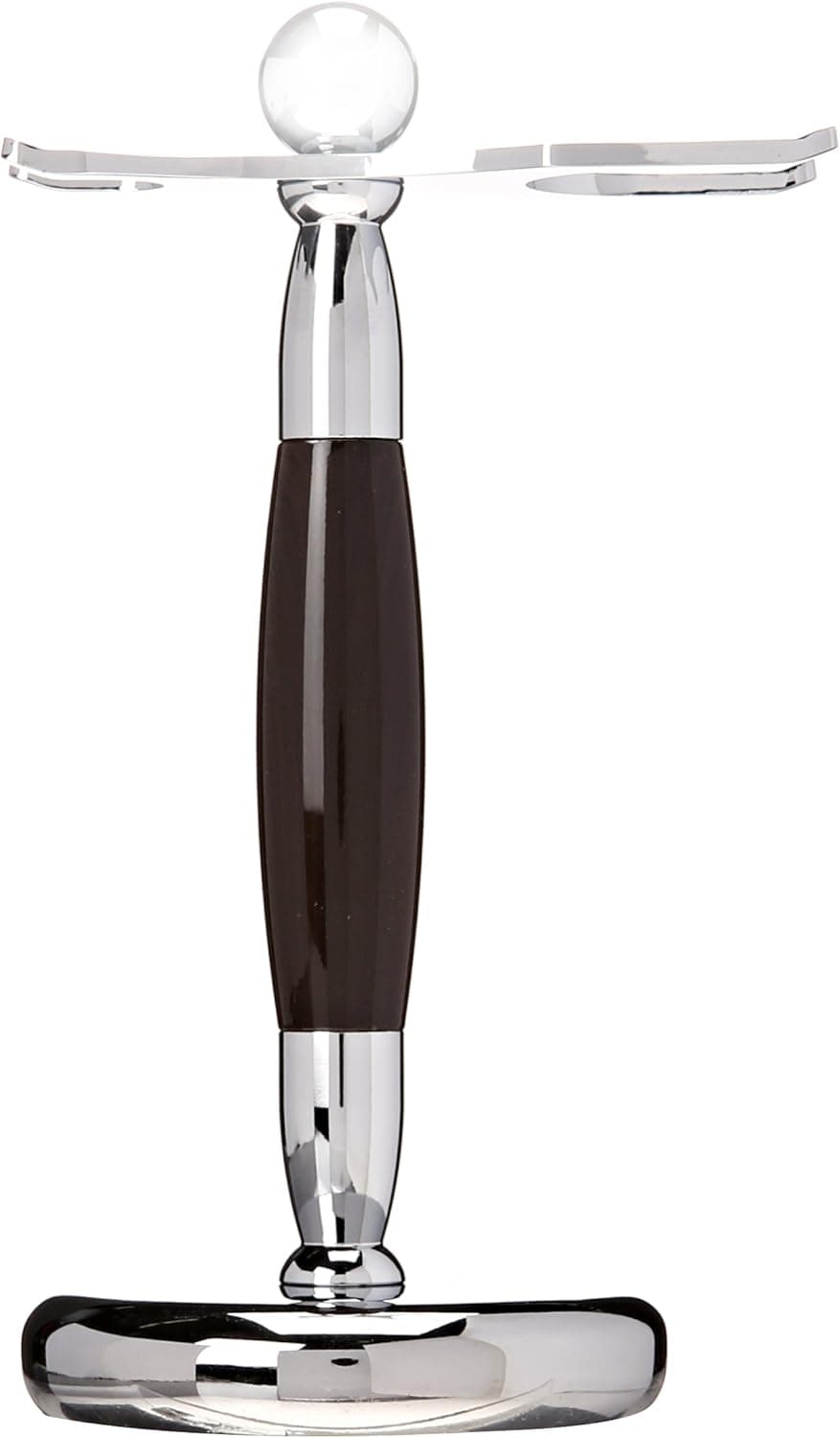 Razor and Shaving Brush Stand by Slate Shave - Faux Rosewood and Chrome Holder - Perfect for Wet Shaving Enthusiasts