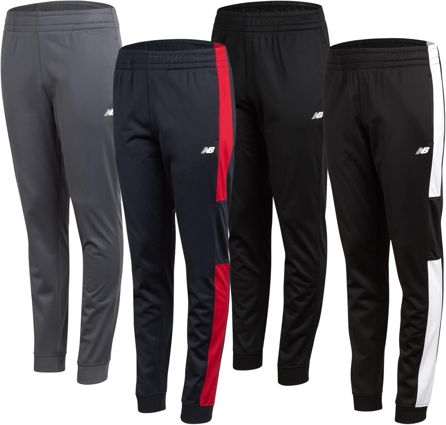 New Balance Boys' Sweatpants - 4 Pack Active Tricot Joggers (Little Kid/Big Kid)