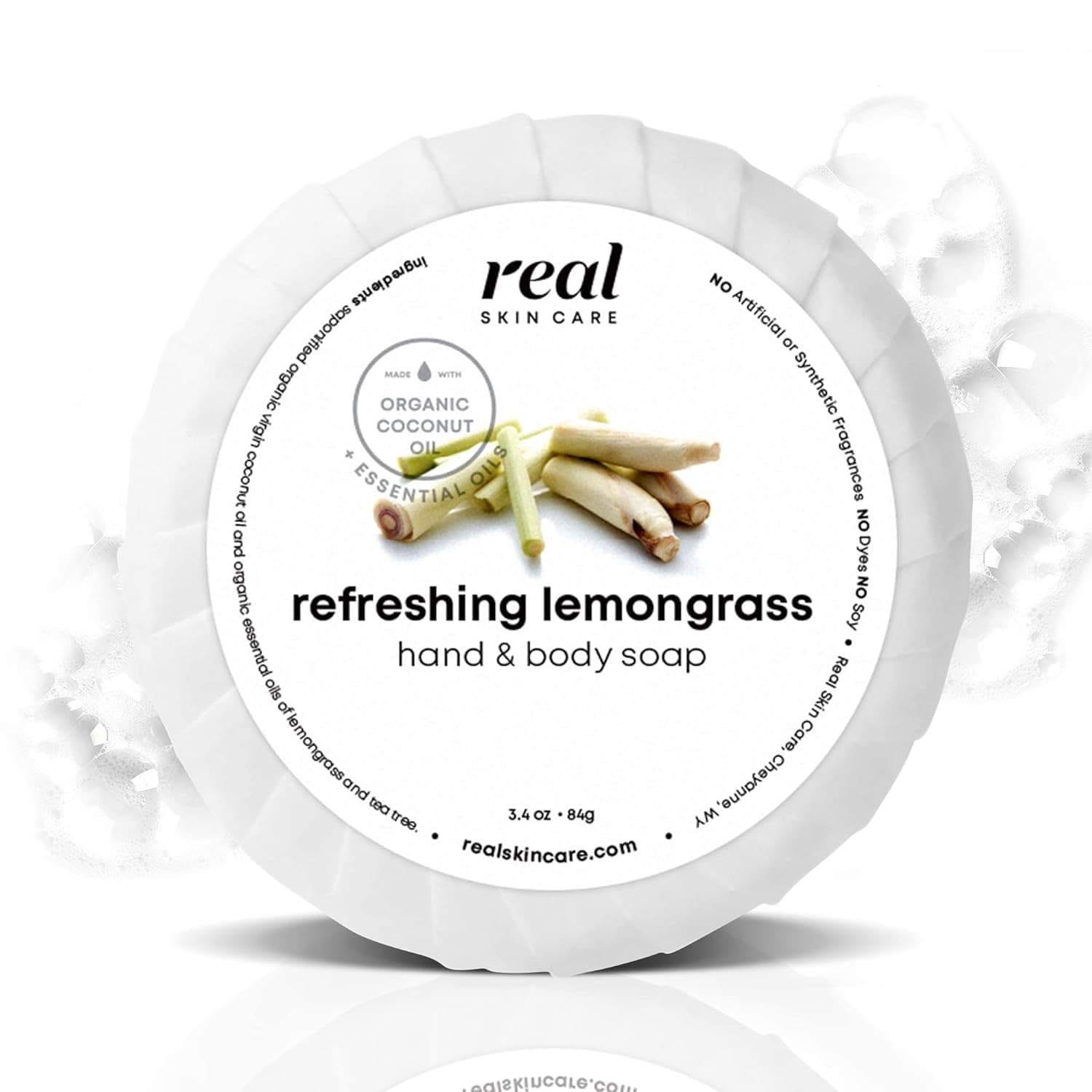 Real Skin Care Moisturizing Bar Soap With Coconut Oil | Refreshing Lemongrass | Natural Organic Bar Soap with No Chemicals Or Parabens | Foaming Hand Soap and Body Soap | Handmade Soap In the USA