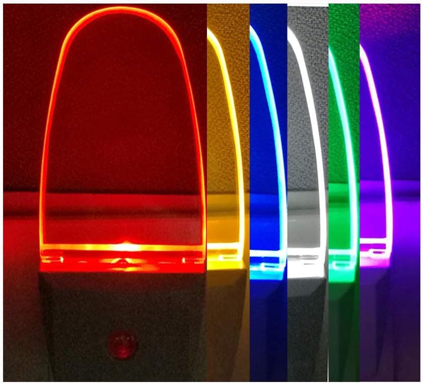 GREENIC 2 Pack Multicolor Night Lights, 7 Color Cycle, Plug in, Auto on Off, 0.5w LED Nightlight