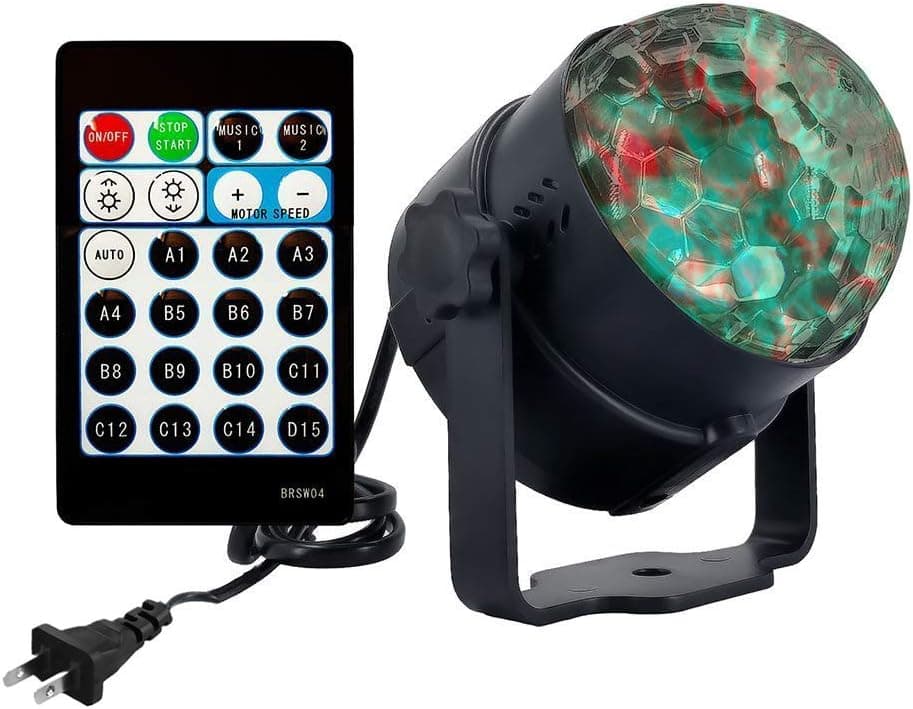 Ocean Water Wave Disco Light,AVEKI 15 Modes Sound Activated Party Projector Disco Crystal Ball Lighting with Remote Controller for Home Room Dance Birthday Parties DJ Bar Club Pub