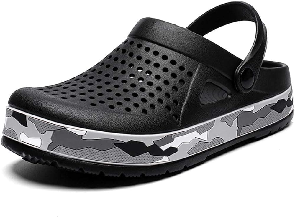 FJPTREN Summer Men’s Clogs Breathable Mesh Slippers Mules Sandals for Garden,Room,Kitchen,Beach