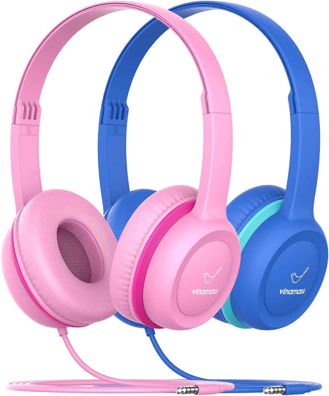 vinamass Kids Headphones, Ear Headphones for Kids, Wired Headphones with 85dB Volume Limiting, Adjustable and Flexible for Kids, Boys, Girls,Suit for School Students Children