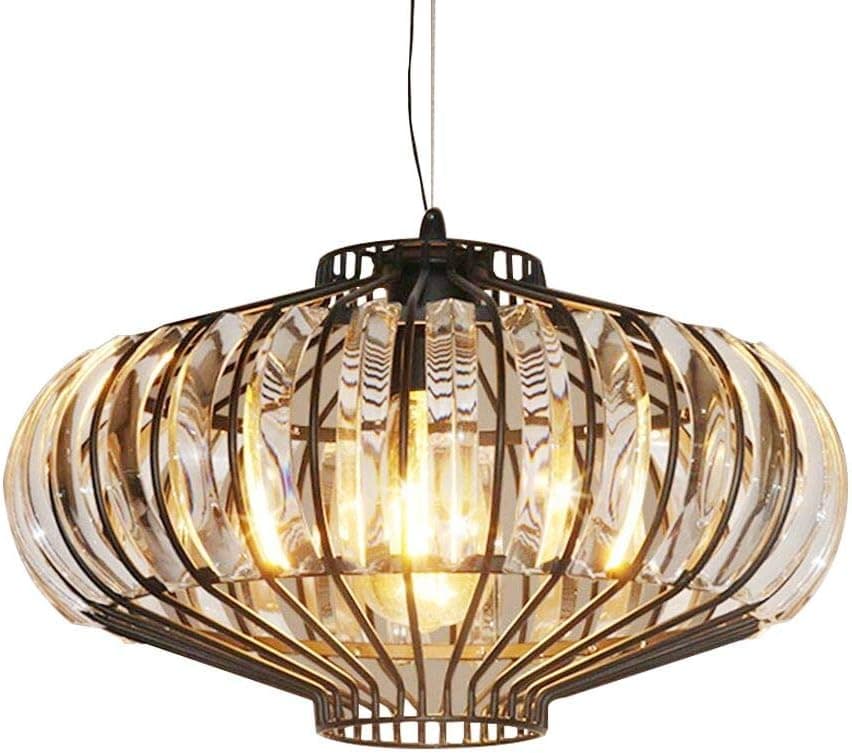 INJUICY Morden Pumpkin Pendant Lights, Crystal Hanging Ceiling Lamps Fixtures for Cafe, Bar, Dining Room, Bedrooms