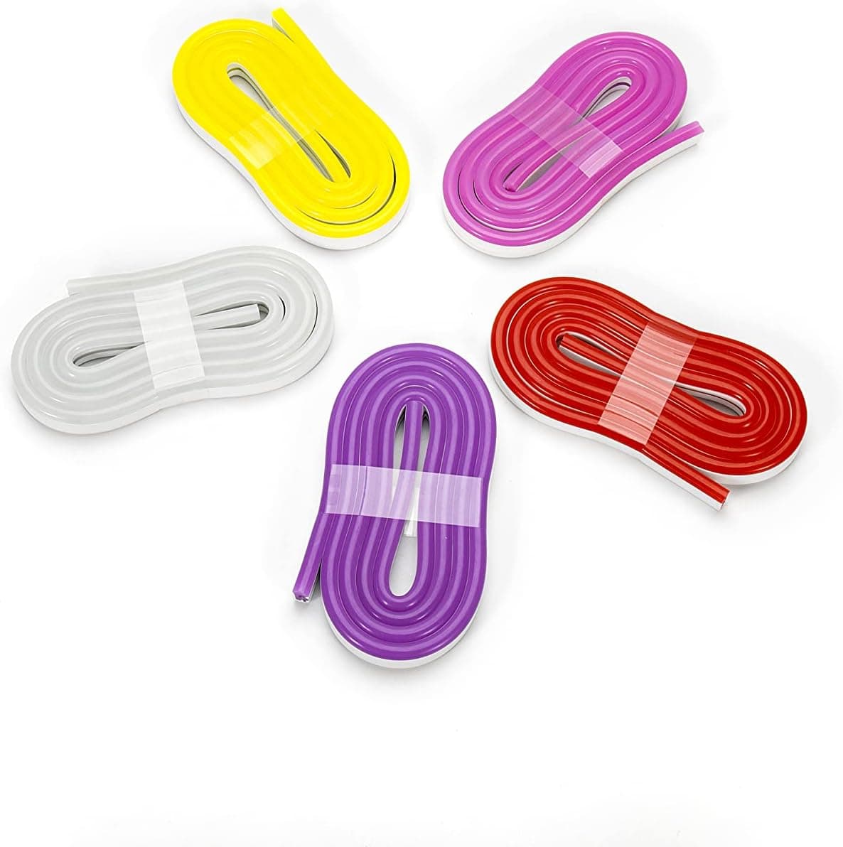 DIY neon strips, freely tailored and spliced neon lights, creative neon lights, colored light strips, DIY arbitrary patterns (one meter each for yellow, white, purple, red and pink) wire 2 meters