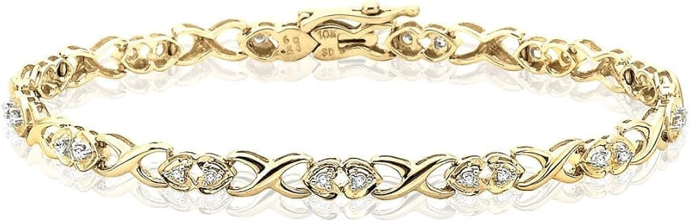 KATARINA Diamond Heart Tennis Link Bracelet in Gold (1/4 cttw, J-K, I2-I3)