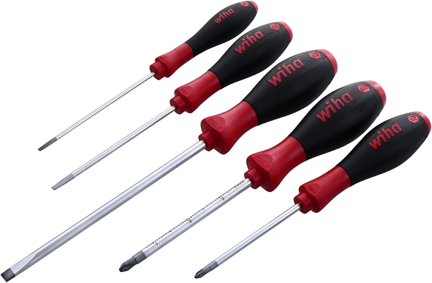 Wiha 30295 Screwdriver Set, Slotted and Phillips, 5 Piece