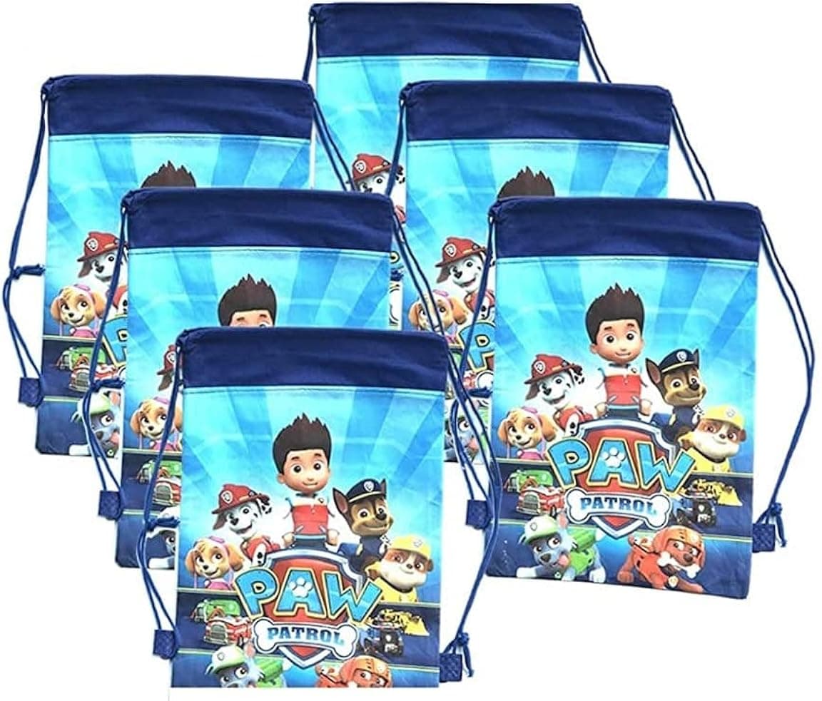 Party Bags for Kids Boys Paw Petrol Drawstring Bag Gift Party Favors 6 Pack