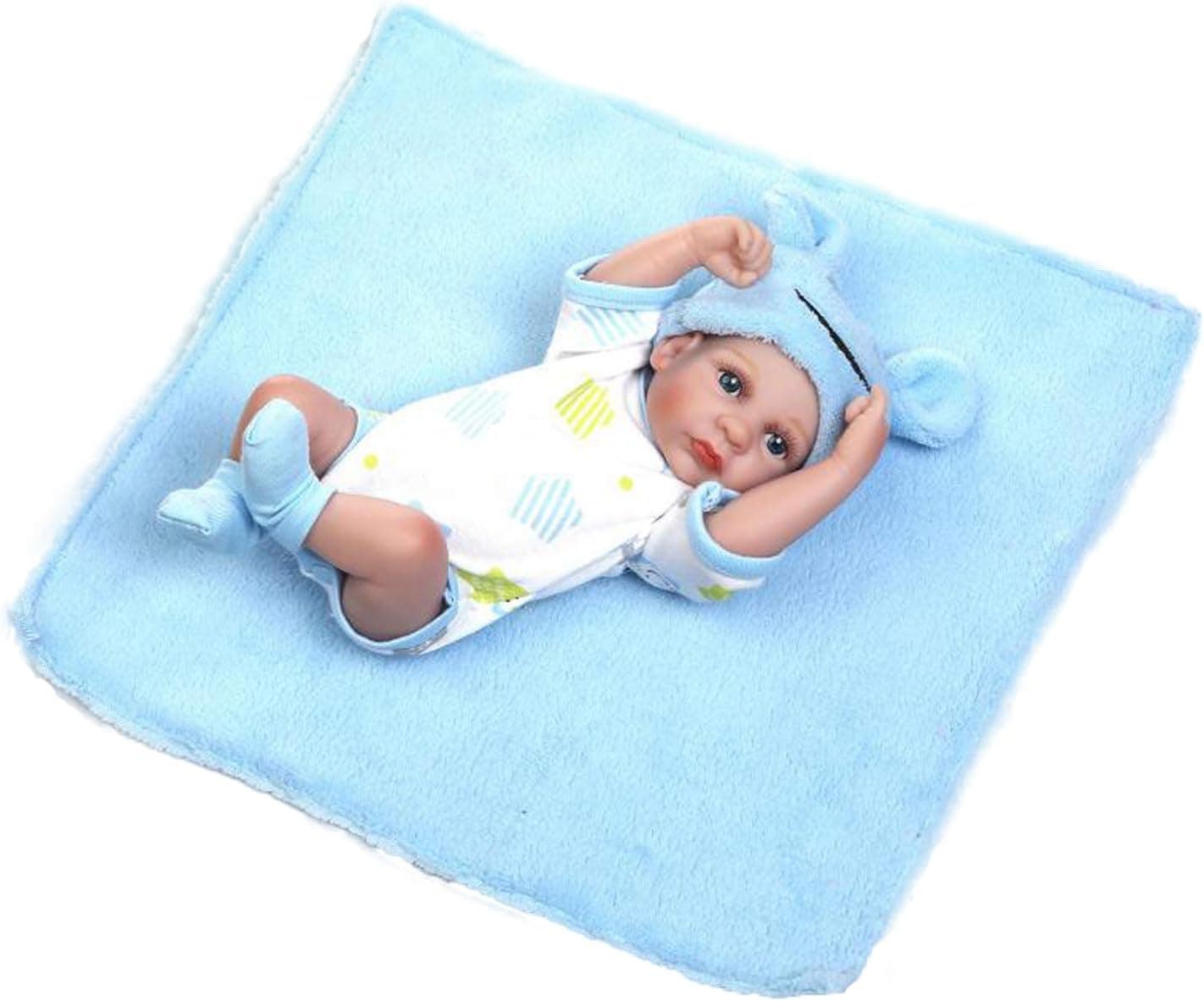 TERABITHIA Miniature 10" Realistic Adorable Newborn Baby Doll Kits Silicone Full Body Washable for Boy